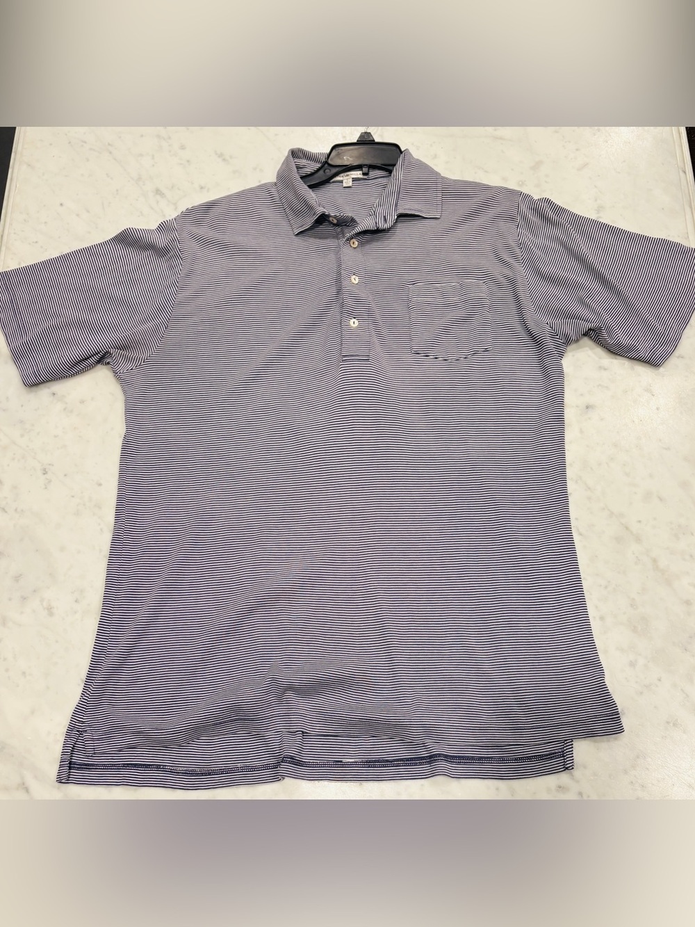 Peter Millar, Navy/White stripe soft cotton polo, Excellent condition! Size L